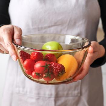 玻璃碗家用好看的碗餐具套裝簡約茶色碗ins餐具大碗號碗水果沙拉