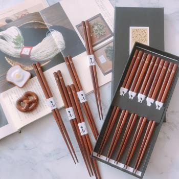 北歐創意字母出口實木筷子天然木質日式家用木筷情侶禮物禮盒裝