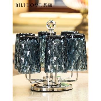 玻璃杯子家用套裝客廳水晶彩色水杯套裝水具茶杯果汁牛奶防滑加厚