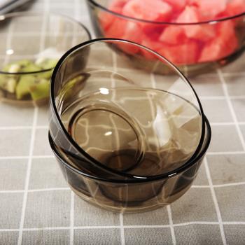 茶色玻璃碗歐式微波爐家用無鉛琥珀色玻璃早餐吃飯水果湯圓形碗盤