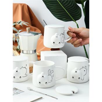 日本創意小貓陶瓷馬克杯小兔子咖啡杯創意早餐牛奶杯水杯節日禮物