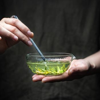 錘目紋引流碗泡法玻璃泡茶碗引流碗泡茶器綠茶日式公道杯茶具茶海
