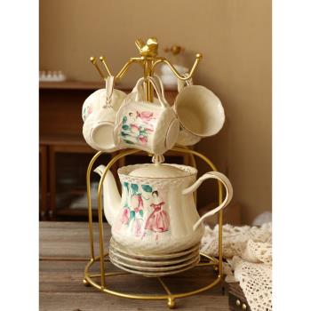 法式復古咖啡杯碟田園風奶茶花茶水壺套裝歐式宮廷下午茶陶瓷杯子