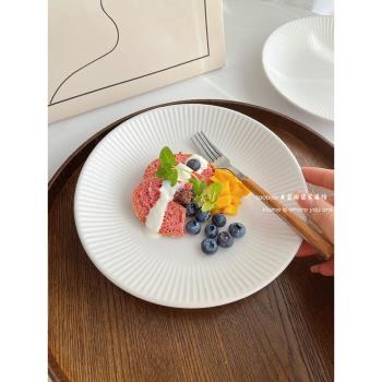 【ins啞光質感浮雕餐盤】日式陶瓷早餐盤甜品蛋糕盤家用菜盤瑕疵