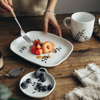 SW北歐復古ins餐廳沙拉意面早餐水果點心菜盤子陶瓷醬油碟馬克杯