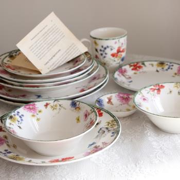 外貿出口英國jbs蝴蝶花卉中西餐盤碗碟杯陶瓷下午茶蛋糕盤早餐盤