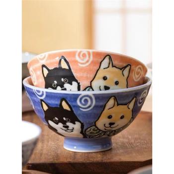 日本進口美濃燒家用飯碗卡通達摩可愛日式陶瓷飯碗招財貓中大號碗