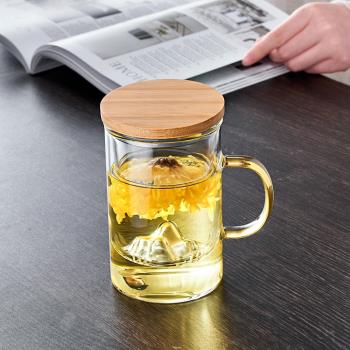 夏天個人專用茶水分離玻璃泡茶杯 男女觀山水杯辦公室家用喝花茶
