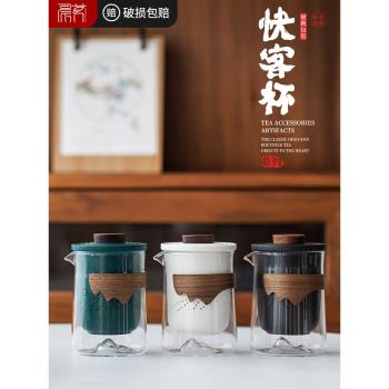 玻璃旅行茶具套裝戶外便攜式快客茶杯茶壺隨身包露營旅遊泡茶專用