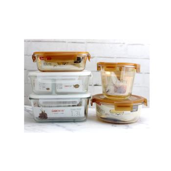 紫丁香大容量玻璃保鮮盒食品級冰箱微波爐加熱專用密封便當碗盒