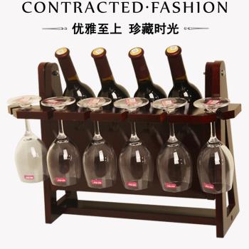紅酒架擺件實木酒瓶架酒柜展示架家用紅酒杯架倒掛歐式葡萄酒架子