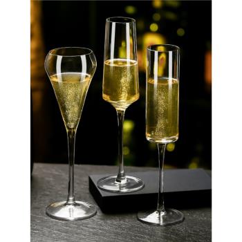 水晶玻璃香檳杯起泡酒高腳杯套裝酒吧創意高顏值香檳杯雞尾酒杯子