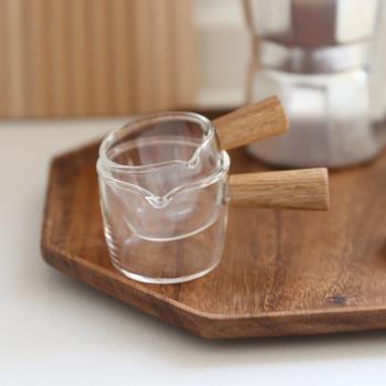 玻璃迷你小奶盅醬汁盅木柄奶罐意式濃縮咖啡萃取杯西餐廳汁斗