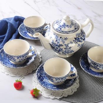 外貿英國出口家用德文郡陶瓷咖啡杯青花茶壺糖罐奶罐歐式小奢華