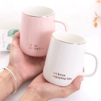 陶瓷杯子高顏值馬克杯帶蓋勺家用情侶簡約辦公室男女喝水杯咖啡杯