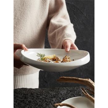 一亨異形湯盤家用不規則盤子創意水果沙拉盤菜盤陶瓷淺盤日式深盤