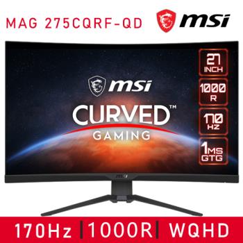 MSI 微星 Optix MAG 275CQRF-QD 27型 曲面電競螢幕顯示器(170Hz/WQHD/HDR/可調節支架)