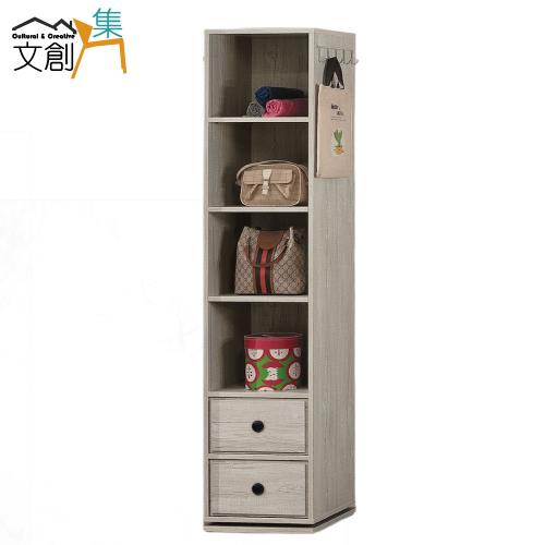 文創集 邁可森1.3尺二抽可旋轉鏡面櫃/雙面收納櫃(可旋轉使用＋側邊附置掛物勾)