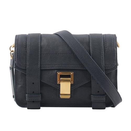 二手商品9.2成新_PROENZA SCHOULER Mini Pouch 金釦迷你斜背包(午夜藍)