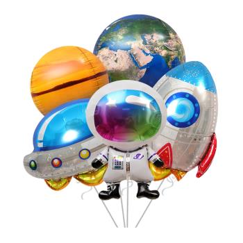 櫥窗裝飾太空系列玩具汽球星球地球宇航員火箭卡通鋁膜氣球打擊棒