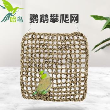 哈鳥天然乾草編攀爬行網 爬梯 鸚鵡玩具 鳥玩具鞦韆 益智啃咬玩具