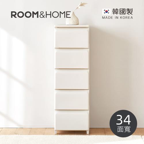 韓國ROOM&amp;HOME 韓國製34面寬五層抽屜收納櫃(木質天板)-DIY-多色可選