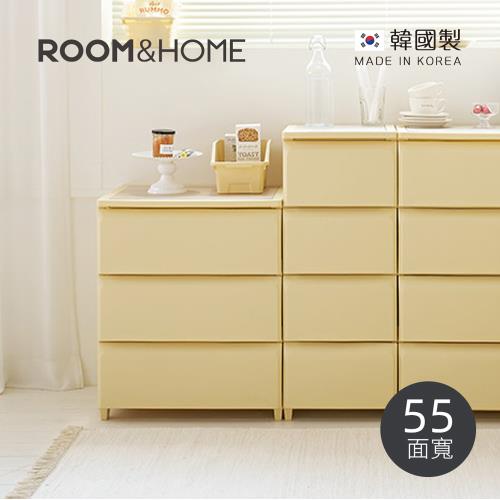 韓國ROOM&amp;HOME 韓國製55面寬三層抽屜收納櫃(木質天板)-DIY-多色可選