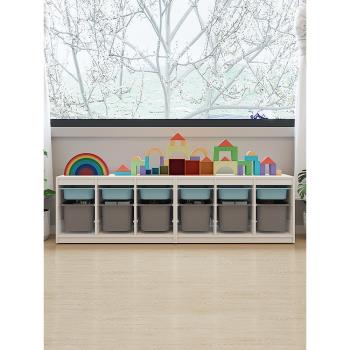 可比熊實木兒童玩具分類收納架整理架多層寶寶書架幼兒園收納柜