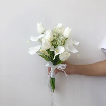 外景森系旅拍攝影 小清新拍攝手捧花 韓式ins風婚紗照 領證手拿花