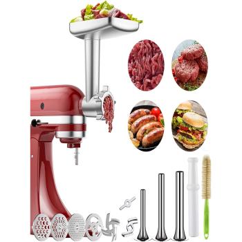 推薦KitchenAid通用配件可水洗不銹鋼壓面器凱膳怡廚寶碎肉灌香腸