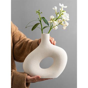 現代簡約素燒陶瓷花瓶 樣品間拍攝道具 高階感客廳展示櫃裝飾擺件