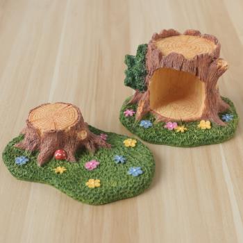 zakka可愛田園樹洞樹脂蘑菇樹樁草地凳子桌面裝飾小擺件家居飾品