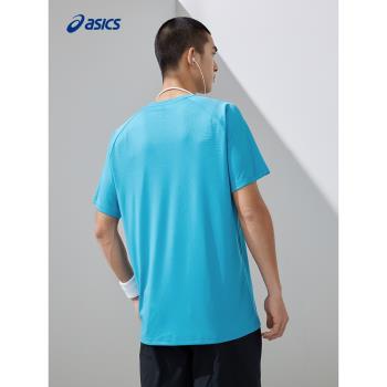 ASICS亞瑟士2023新款男子T恤男式針織套頭圓領跑步短袖運動T恤