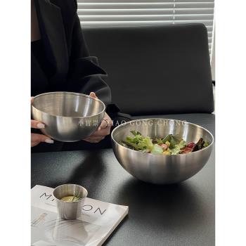 簡約ins風韓式工業風金色水果沙拉碗家用不銹鋼冷面碗拌飯碗