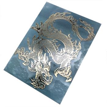 中國風龍鳳圖騰手機金屬貼紙 超薄純金色鍍金貼筆記本電腦裝飾貼