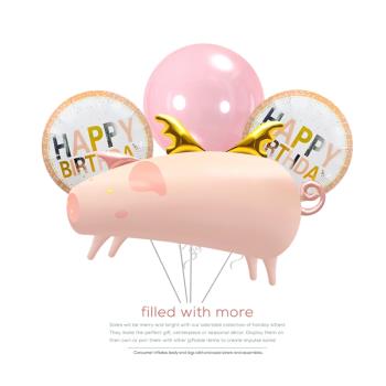 櫥窗裝飾生日派對拍照道具玩具汽球小清新可愛小豬卡通鋁膜氣球柱