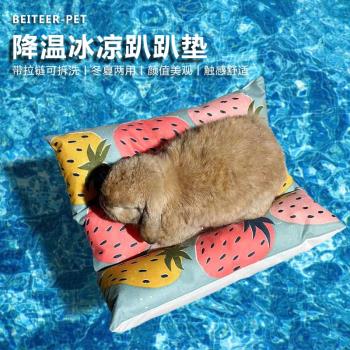 兔子冰窩趴趴墊夏季冰墊凝膠涼窩墊荷蘭豬棉墊兔子睡眠毯頭墊降溫
