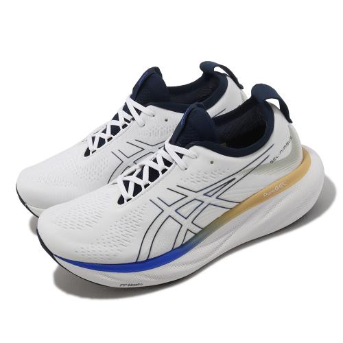 Asics 慢跑鞋GEL-Nimbus 25 男鞋白藍緩衝路跑運動鞋亞瑟士1011B547104