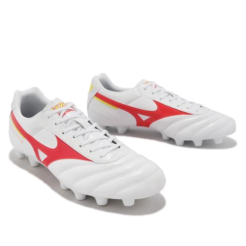 Mizuno 足球鞋Morelia II Club 男鞋白紅皮革膠釘草皮戶外場地適用