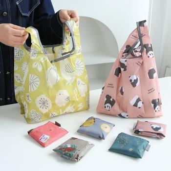 可愛治愈環保袋出口日本可折疊超市單肩購物袋手提袋便攜飯盒袋子