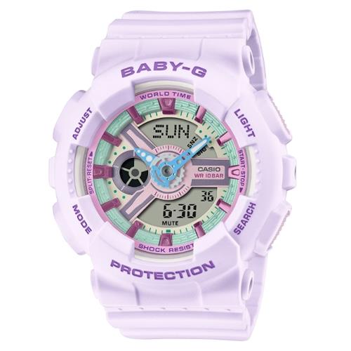 【CASIO 卡西歐】BABY-G 柔和色彩雙顯腕錶 BA-110XPM-6A_43.4mm