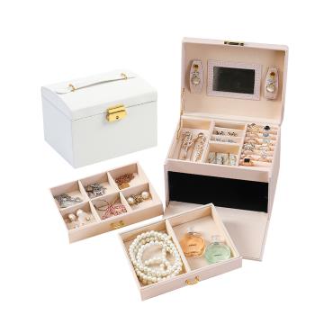 Colorland-飾品收納盒 PU皮革收納箱 首飾盒 三層抽屜 飾品盒 珠寶盒 收納架 珠寶首飾盒