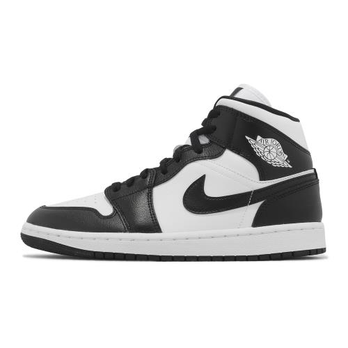 Nike 休閒鞋Wmns Air Jordan 1 Mid 女鞋男鞋黑白高筒皮革熊貓AJ1