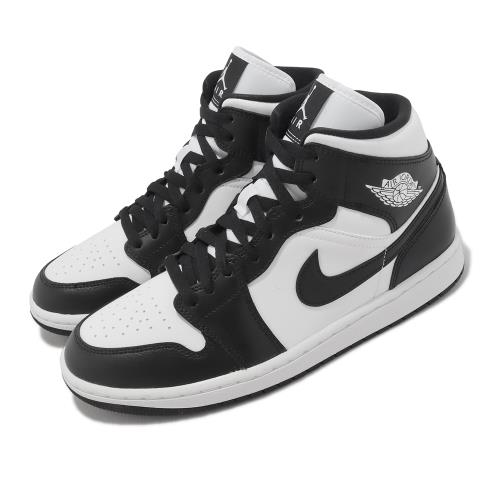 Nike 休閒鞋Wmns Air Jordan 1 Mid 女鞋男鞋黑白高筒皮革熊貓AJ1