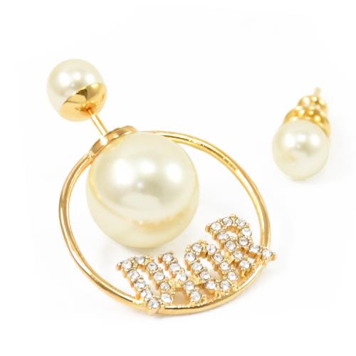 Christian Dior TRIBALES 品牌LOGO大圈環水鑽珠飾耳環.金