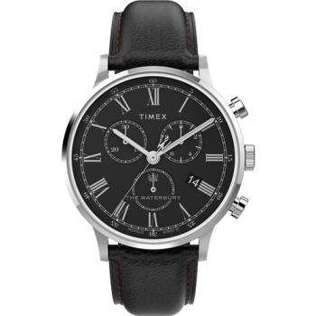 【TIMEX】天美時 Waterbury Chrono系列 三眼計時經典紳士手錶(黑/黑 TXTW2U88300)