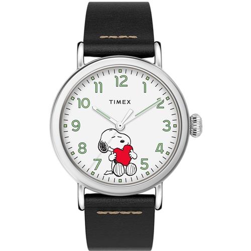 【TIMEX】天美時 x SNOOPY 限量聯名系列  擁抱愛心手錶 (白x黑 TXTW2U72200)