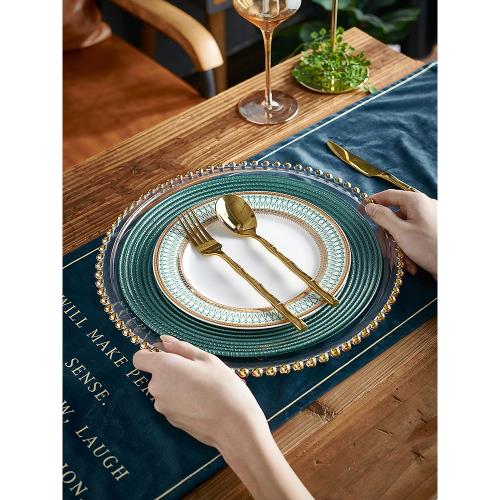 歐式輕奢西餐餐具套裝樣板間擺盤家用現代餐盤高檔西餐盤會所擺臺