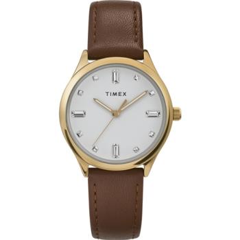 【TIMEX】天美時 復刻系列 32毫米透明水晶仕女手錶 ( 咖啡TXTW2V76500)