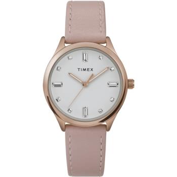 【TIMEX】天美時 復刻系列 32毫米透明水晶仕女手錶 ( 裸粉TXTW2V76600)